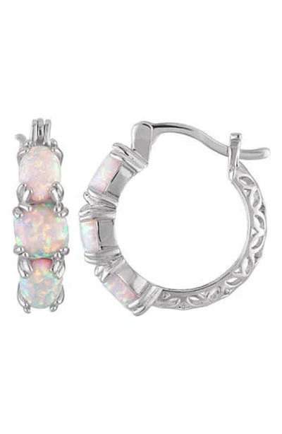 Fzn Lab Grown Opal Hoop Earrings In Metallic