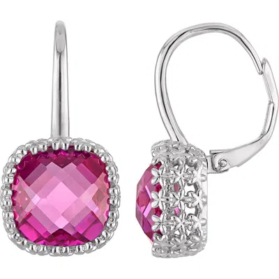 Fzn Lab Grown Pink Sapphire Earrings In Metallic