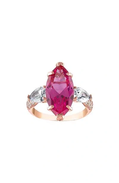 Fzn 14k Rose Gold Over Sterling Silver Lab Pink Sapphire & Lab White Sapphire Ring