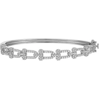 Fzn Link Cubic Zirconia Hinged Bracelet In Metallic