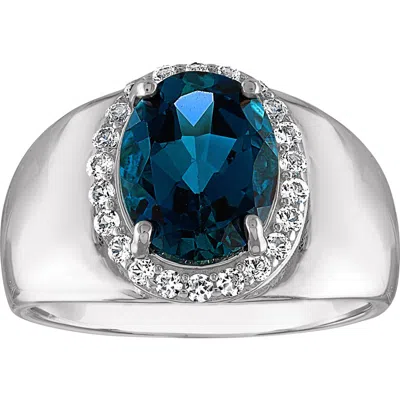 Fzn Sterling Silver London Blue Topaz & Lab Created White Sapphire Ring