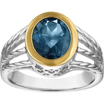 Fzn London Blue Topaz Bezel Ring In White