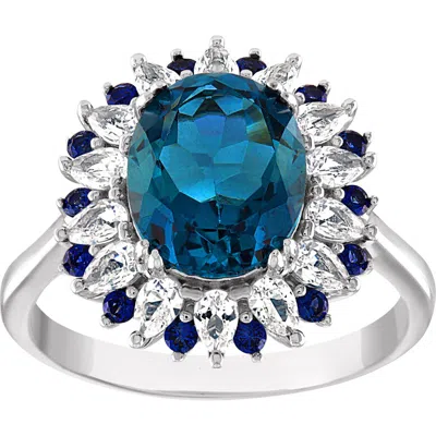 Fzn London Blue Topaz Ring In Silver/blue