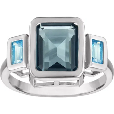 Fzn London Sky Blue Baguette Ring