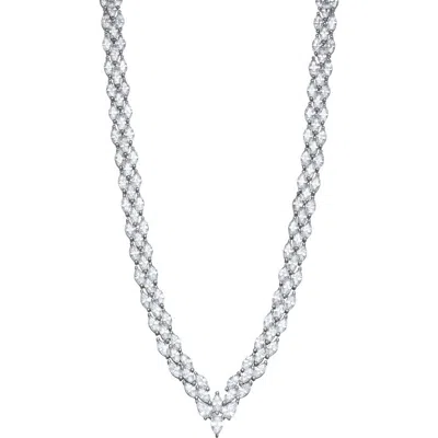 Fzn Marquise Cubic Zirconia Necklace In Silver