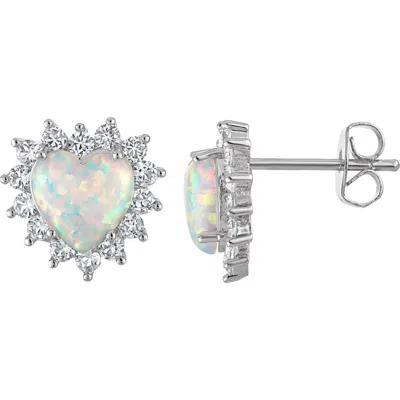 Fzn Mixed Gemstone Heart Stud Earrings In White