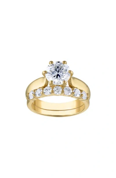 Fzn Moissanite Bridal Ring Set In Gold/white