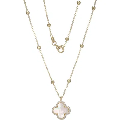 Fzn Mother Of Pearl Clover Pendant Necklace In Multi