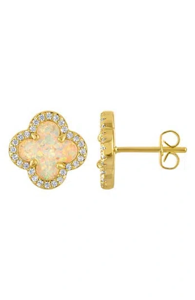 Fzn Mother-of-pearl Clover Stud Earrings In Gold