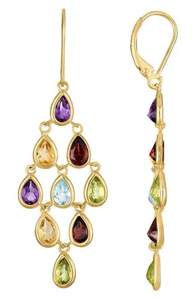 Fzn Multigem Gold Plated Sterling Silver Drop Earrings In Yellow