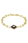 Fzn Onyx & Cubic Zirconia Clover Chain Bracelet