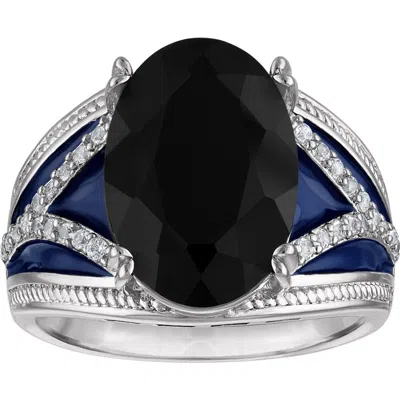 Fzn Onyx & Enamel Statement Ring In Black