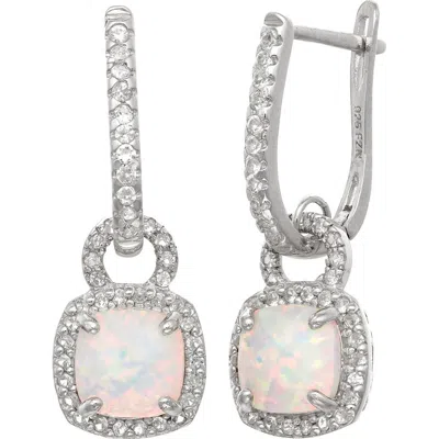 Fzn Opal & Cubic Zirconia Drop Earrings In Silver