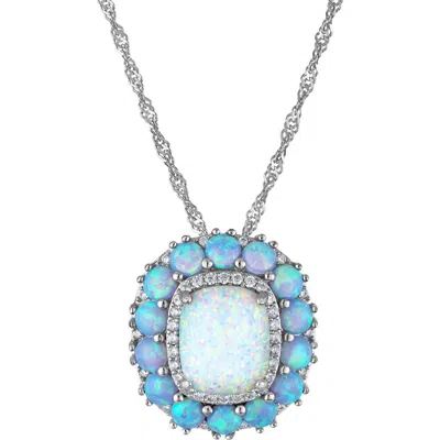Fzn Opal & Cubic Zirconia Pendant Necklace In White