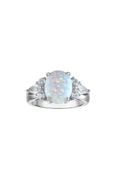 Fzn Opal & Cubic Zirconia Ring In White