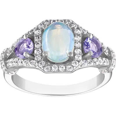 Fzn Opal & Tanzanite Ring In White/silver