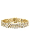 Fzn Oval Cubic Zirconia Stacked Tennis Bracelet In Gold