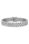 Fzn Oval Cubic Zirconia Stacked Tennis Bracelet In Silver