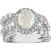 Fzn Oval Lab Created Opal Halo Statement Ring In White