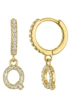 Fzn Cubic Zirconia Initial Drop Earrings In Gold
