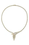 Fzn Pavé Cubic Zirconia Leopard Collar Necklace In Silver