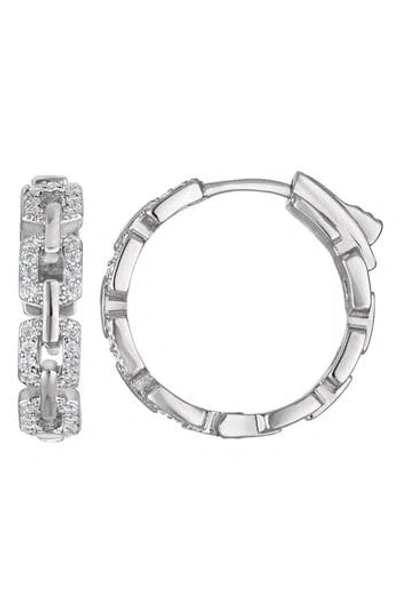 Fzn Pavé Cubic Zirconia Link Huggie Hoop Earrings In Metallic