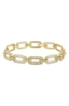 Fzn Pavé Cubic Zirconia Oval Link Bracelet In Gold