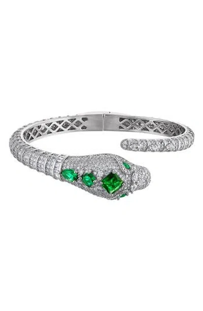 Fzn Pavé Cubic Zirconia Snake Bypass Bracelet In Gray