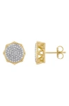 Fzn Pavé Cubic Zirconia Stud Earrings In Yellow Gold