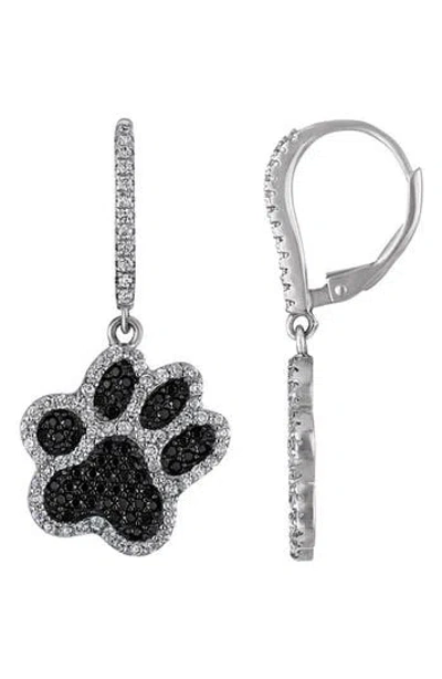 Fzn Paw Cubic Zirconia Huggie Drop Earrings In Metallic