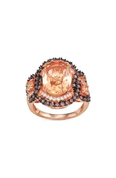 Fzn Peach Cubic Zirconia Cocktail Ring In Multi