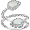 Fzn Pear Created Opal Wrap Ring In White