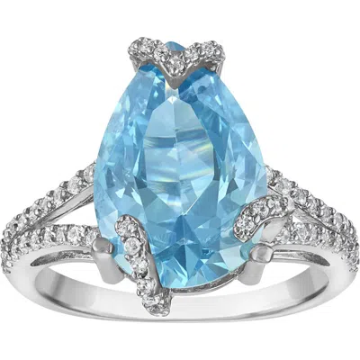 Fzn Pear Cut Synthetic Blue Topaz Ring