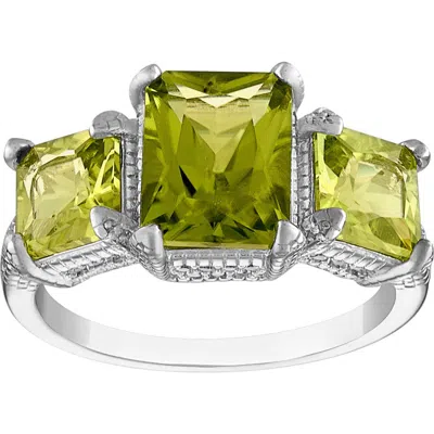 Fzn Peridot & Lab Created White Sapphire Ring