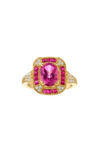 Fzn Pink Topaz & Diamond Ring