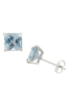 Fzn Princess Cut Stud Earrings In Metallic