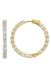 Fzn Round Cut Cubic Zirconia Hoop Earrings In Gold