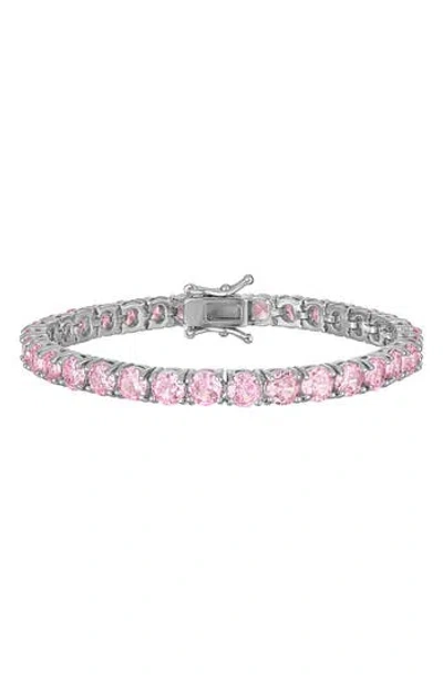 Fzn Round Cut Cubic Zirconia Tennis Bracelet In Pink