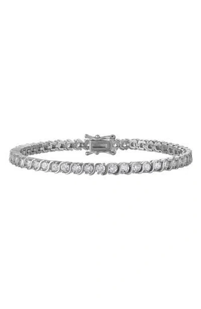 Fzn Round Cut Cubic Zirconia Tennis Bracelet In Silver