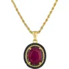 Fzn Ruby & Black Spinel Pendant Necklace In Gold
