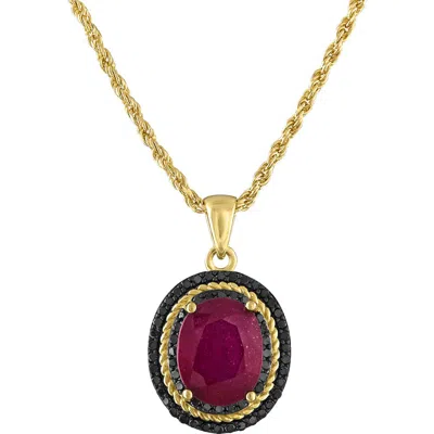 Fzn Ruby & Black Spinel Pendant Necklace In Gold