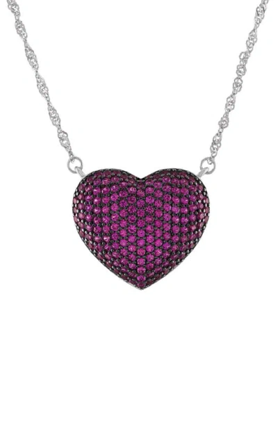 Fzn Ruby Heart Pendant Necklace In Purple