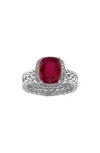 Fzn Ruby Wheat Chain Textured Ring In Ruby