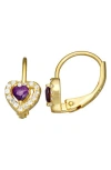 Fzn Kids' 14k Gold Plated Sterling Silver Birthstone Lever Back Earrings In Amethyst
