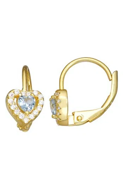 Fzn Semiprecious Stone & Cz Heart Earrings In Gold