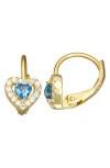 Fzn Kids' 14k Gold Plated Sterling Silver Birthstone Lever Back Earrings In Blue Topaz