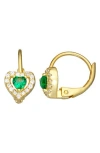 Fzn Kids' 14k Gold Plated Sterling Silver Birthstone Lever Back Earrings In Emerald