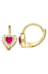 Fzn Kids' 14k Gold Plated Sterling Silver Birthstone Lever Back Earrings In Garnet