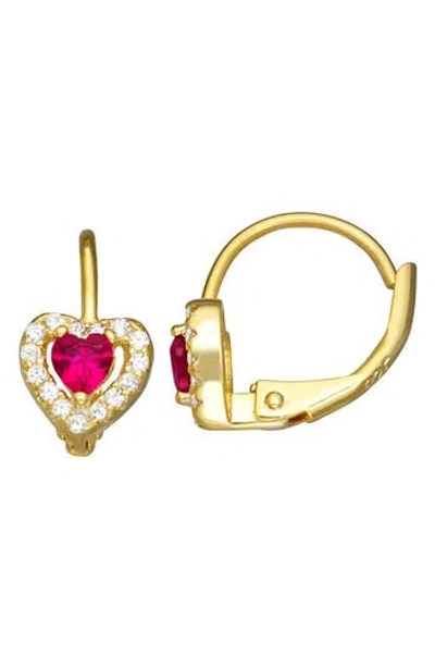 Fzn Semiprecious Stone & Cz Heart Earrings In Gold