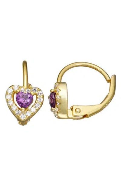 Fzn Semiprecious Stone & Cz Heart Earrings In Gold